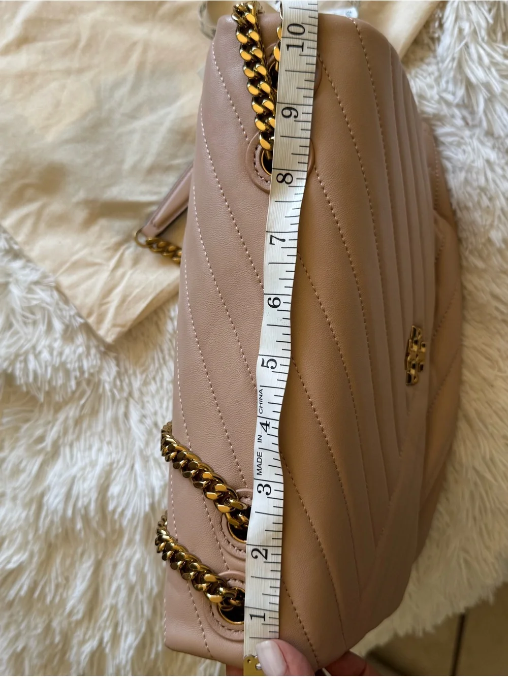 Tory Burch Blush Quilted Chevron Chain Shoulder Bag